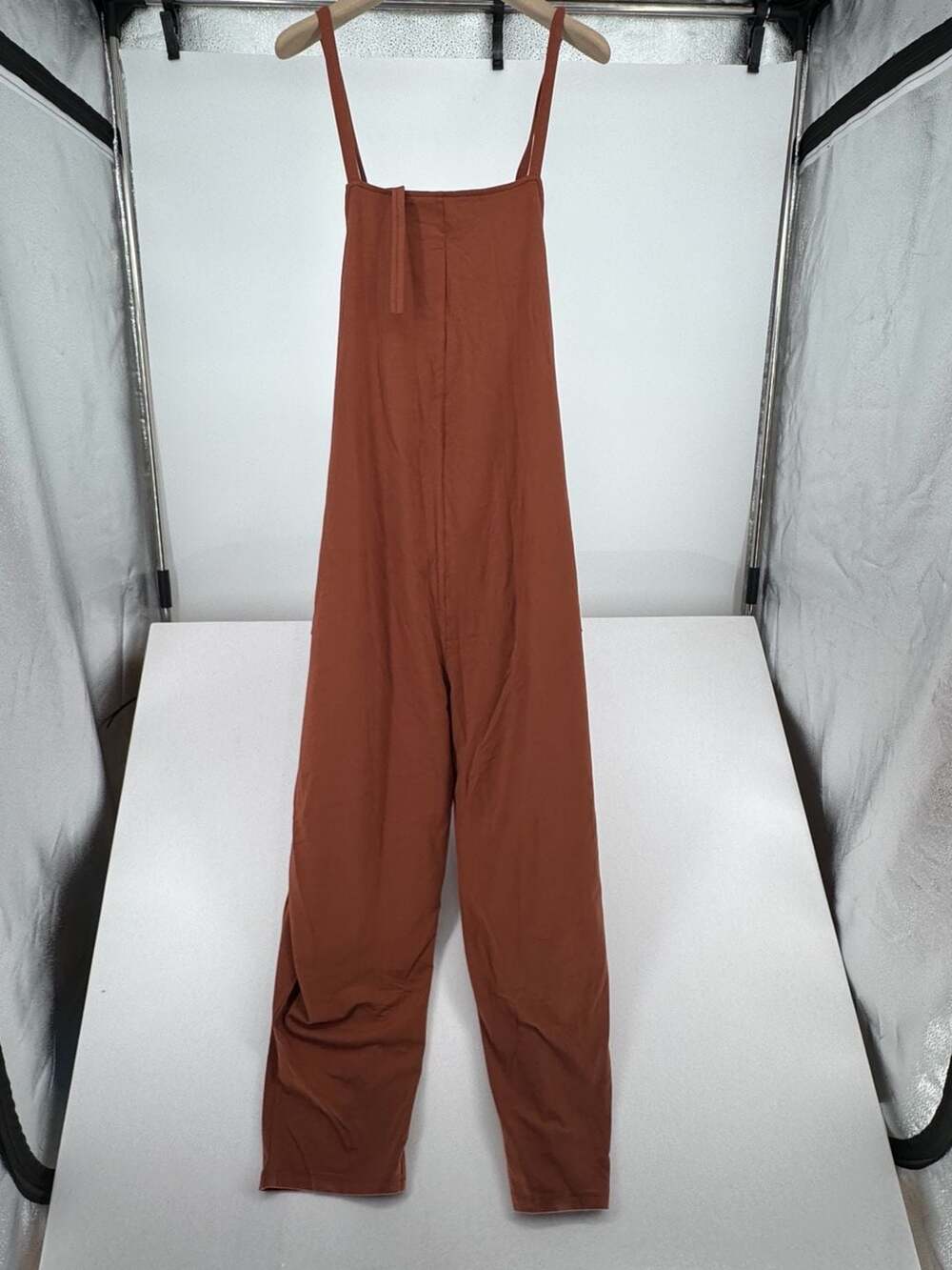 Storq Jumpsuit Size 8 Rust Orange Cotton Spandex